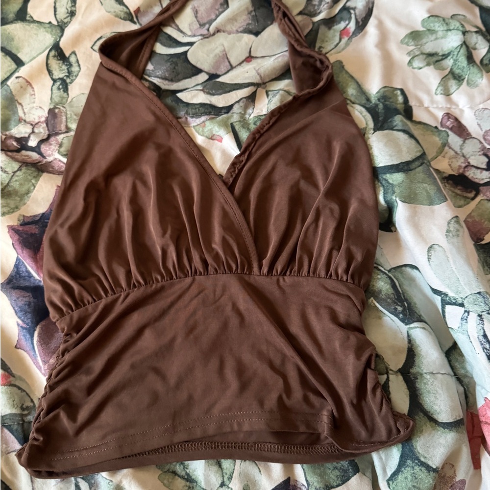 Motel rocks Brown Halter Top